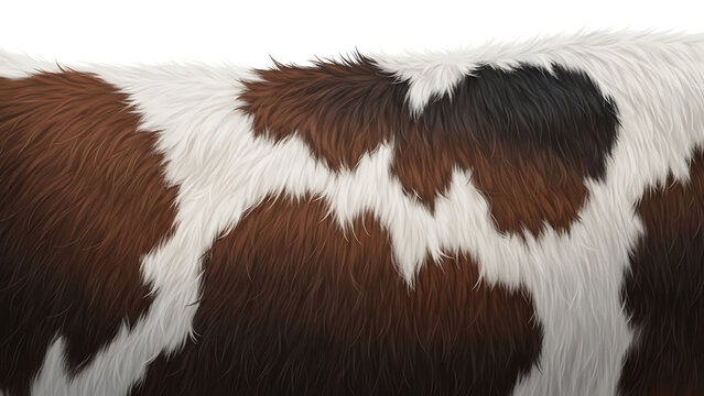 Brown and white cow fur texture close-up