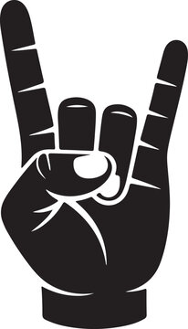 Hand gesture displaying the rock on hand signal in black and white