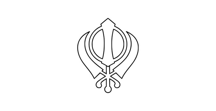 Sikh Khanda religious symbol thin line vector illustration isolated on white background
