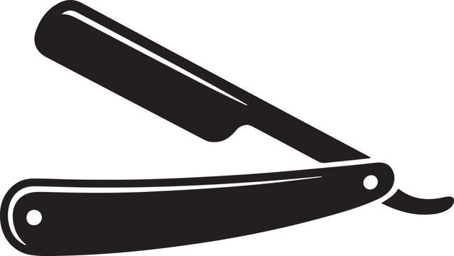 Classic straight razor with open blade and handle detail