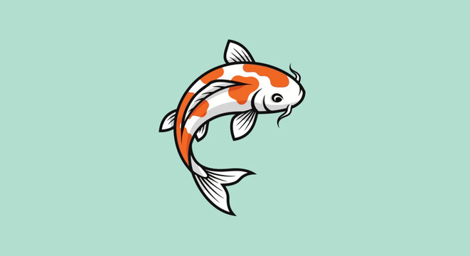 Vibrant Koi Fish Illustration on Pastel Blue Background