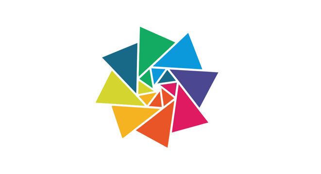 Colorful origami paper bird vector illustration featuring geometric triangle shapes and a creative pattern design element