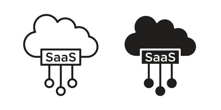 SaaS icon illustration for web design. filled flat icons