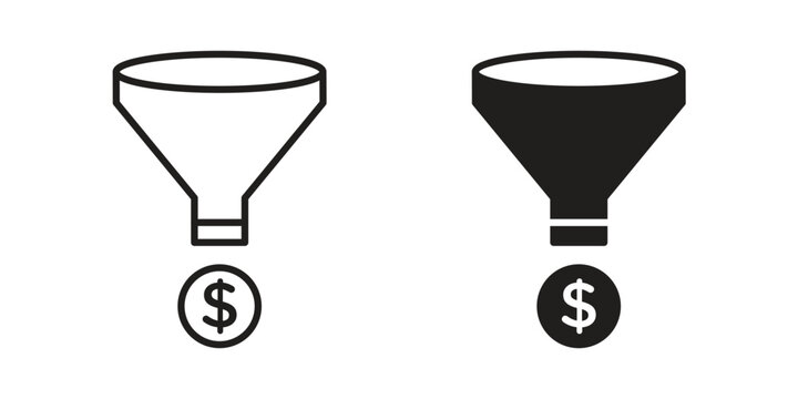 Sales funnel icon illustration for web design. filled flat icons