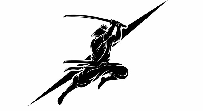 ninja warrior jumping with sword