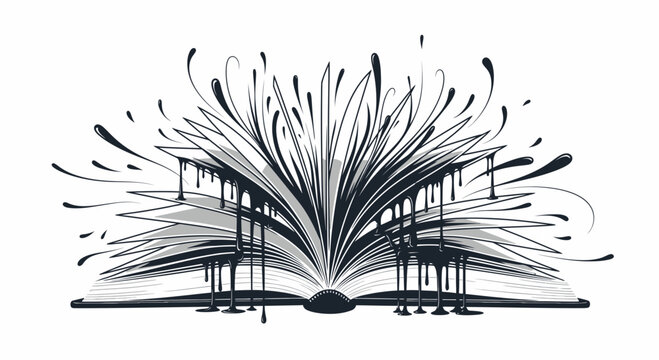 open book with exploding pages