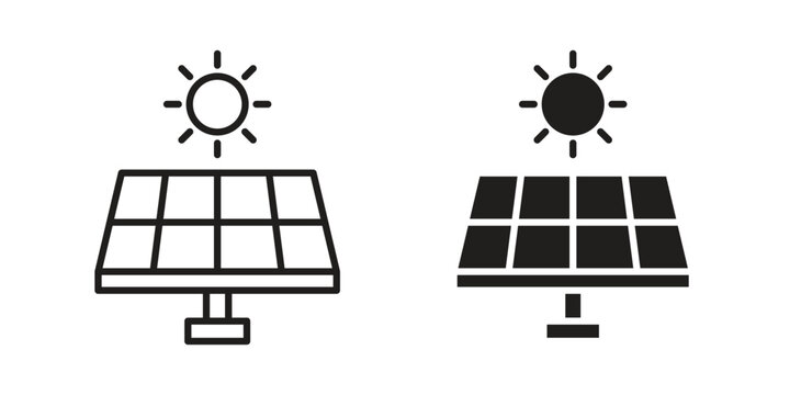 Solar panel icon illustration for web design. filled flat icons
