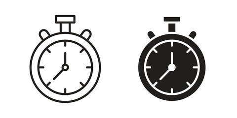 Stopwatch icon illustration for web design. filled flat icons