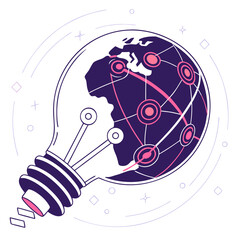 Obraz premium Lightbulb with global network connections globe
