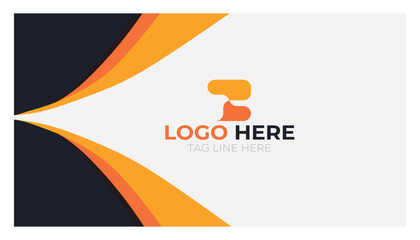 Fototapeta na wymiar Modern Corporate Business Card Template with Abstract Orange and Dark Blue Wave Shapes, Professional Company Identity Branding Layout and Minimal Contact Card Design