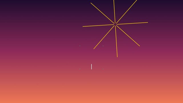 Vibrant animated stars illuminate a mesmerizing digital gradient sunset sky with subtle reflections