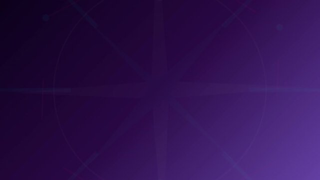 Modern geometric animation with abstract compass elements and dashed lines on a deep purple gradient.