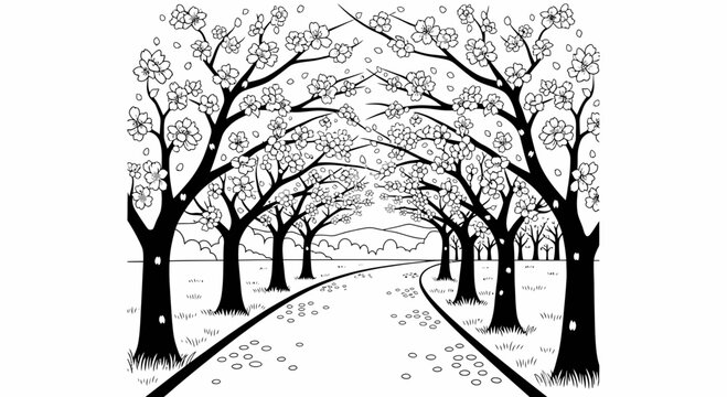 tree lined road, autumn landscape