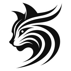 Obraz premium Black silhouette tribal wolf and lion head vector illustration featuring wild animal mammal symbols in a creative nature art design for a mascot logo or tattoo drawing