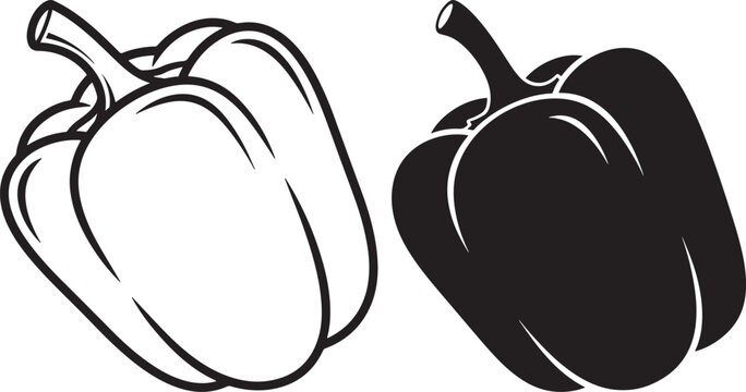 Black and white bell pepper outline