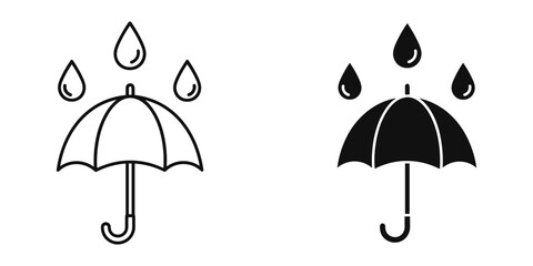 rainy weather icons set with open and closed umbrellas vector illustration © RafiaStock