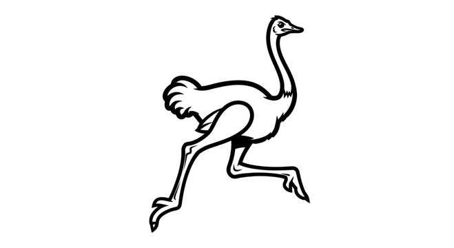 running ostrich line art