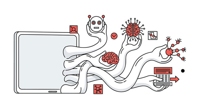 Vector illustration of virus and malware attacking a computer