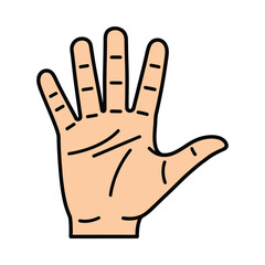 Fototapeta premium A cartoon hand with the palm facing outward