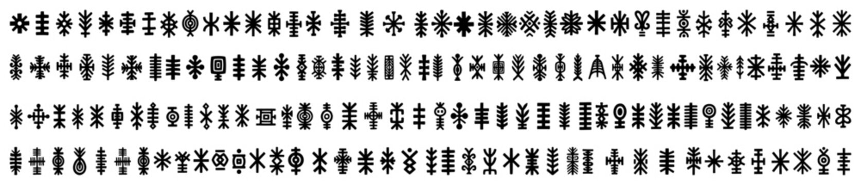 Large collection of ethnic tribal symbols Mega set of slavic pagan folk vector signs for patterns and borders