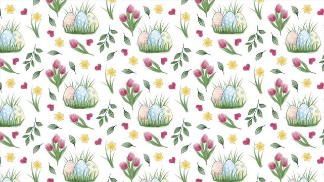 Easter watercolor background pattern on a seamless loop