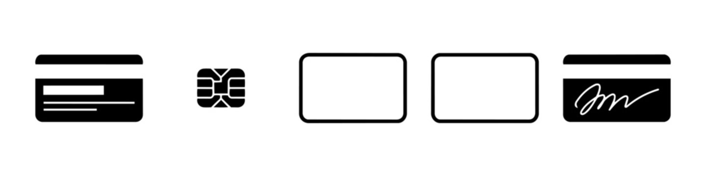 Card, Chip and Rectangle Monochrome Icon Set. High quality stock illustration with clear subject focus and cohesive composition for versatile commercial usage.