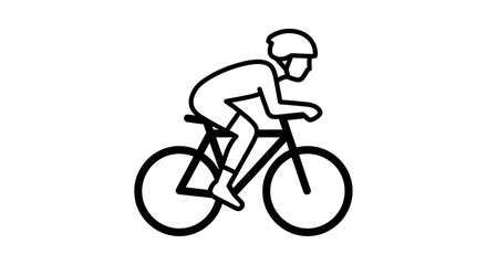 Cyclist riding bicycle sport activity minimal line art illustration