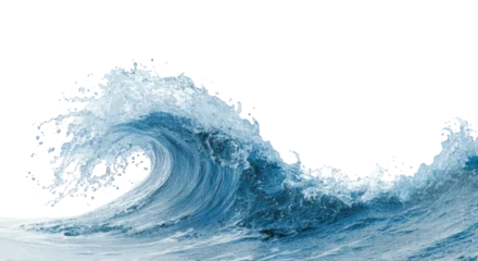 Fotobehang Zee Powerful ocean wave PNG isolated on transparent background, turquoise water curl with foam for surfing and marine themed designs  © Design Zone