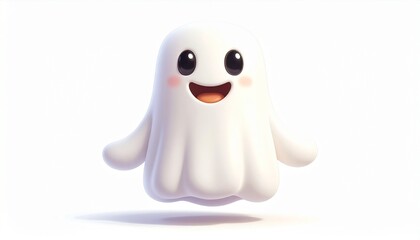 Obraz premium Whimsical 3D Illustration of a Friendly Smiling Ghost