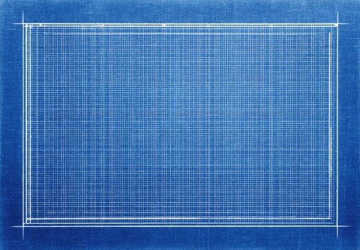 Blue background with an inner bordered grid, simulating a blueprint or graph paper