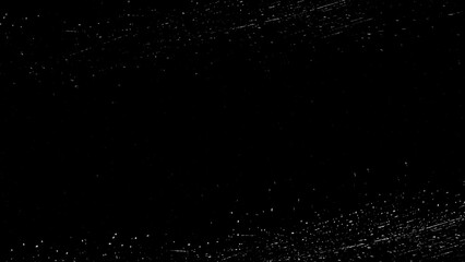 Abstract black background with textured brush strokes and scattered white specks creating a visually striking and dynamic design suitable for various creative applications © Kateryna