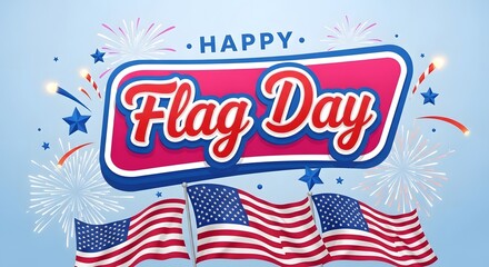 Fototapeta premium Vibrant flag day celebration with patriotic symbols and fireworks