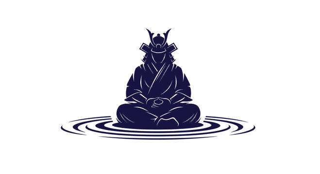 meditating samurai in water