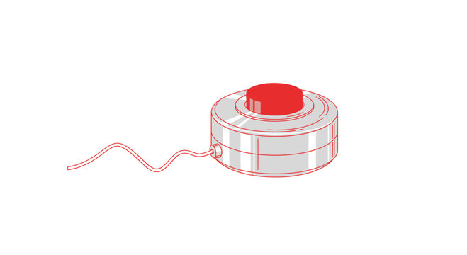 illustration of a red and grey spool of wire on white background