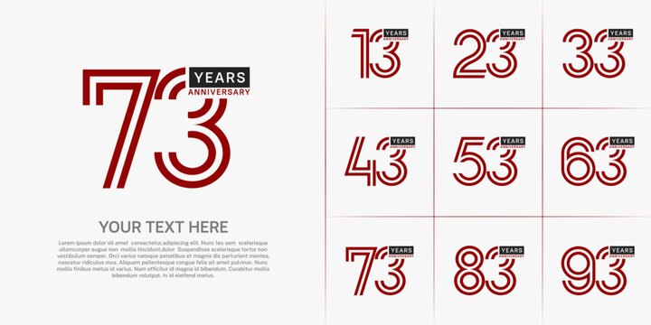 Anniversary logo type set with double line number. red and black color can be use special moment