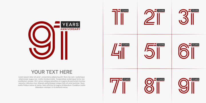 Anniversary logo type set with double line number. red and black color can be use special moment