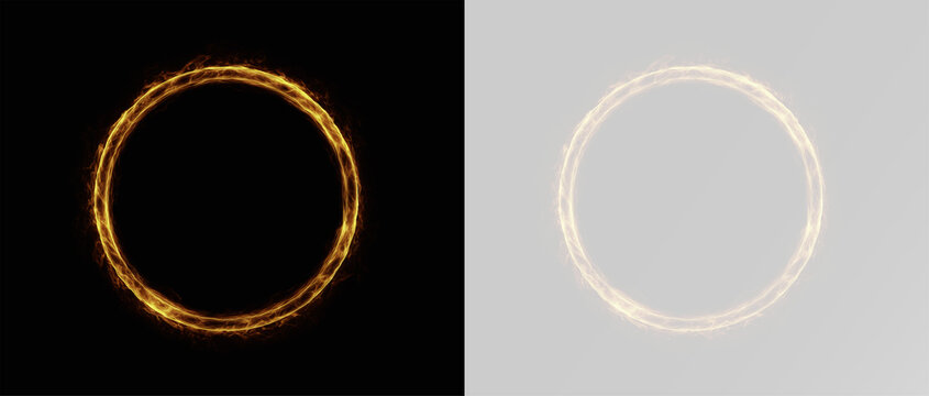 Flame ring fire circle burning orange portal with realistic smoke and sparks for fantasy game vfx and cinematic heat effects