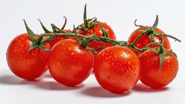 cherry tomatoes white background centered composition full body isolated on pure white background studio lighting no shadow under subject high detail sharp focus commercial product photography no env