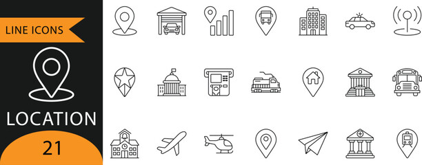 Location Pin and Map Navigation Point of Interest Icons set.  © Icuno