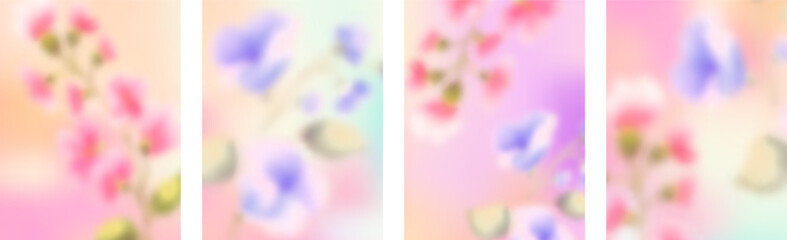 Naklejka premium Abstract colorful gradient flower cover design with minimalist blurred texture for spring or summer.