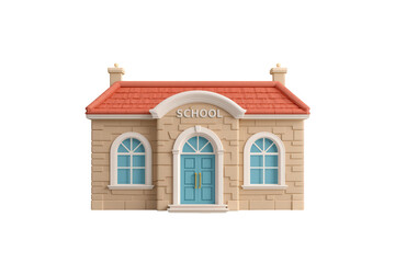 Obraz premium School building 3d icon representing education, childhood learning, academic knowledge, and elementary studies on a transparent background
