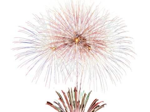 Fireworks explosion isolated on transparent background