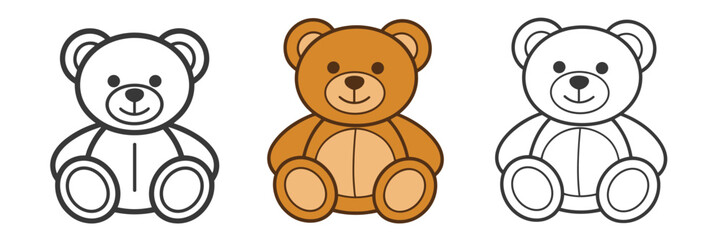 Obraz premium Three Teddy Bears on White Background vector illustration