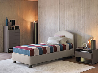 Modern luxury bedroom interior in minimal scandinavian style, 3d render © evgenij