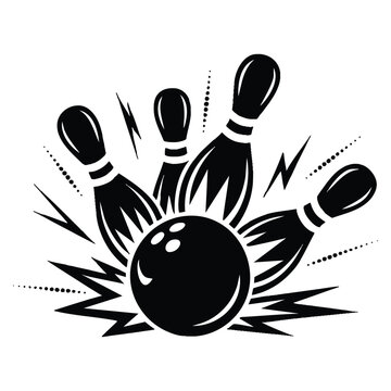 Strike bowling silhouette clipart with bowling ball and pins design ideal for sport competition graphics tournament posters and bowling themed artwork
