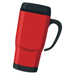 Thermos modern thermo cup travel mug isolated on white background, flat style vector illustration suitable for beverage and drinkware themes © Nass Studio