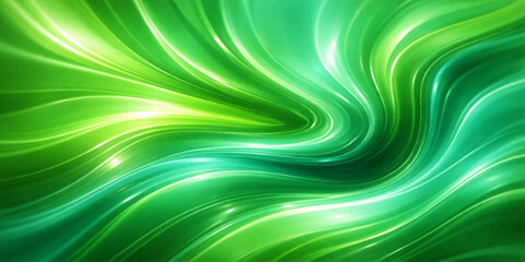 A digital green background featuring abstract waves and a light blue swirl pattern with motion energy, creating a textured fractal wallpaper design through a spiral vortex of lines © ALI