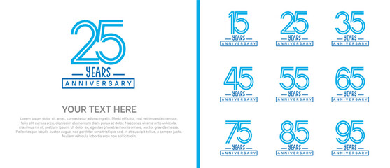 Obraz premium anniversary logo set. blue color on white background for celebration moment