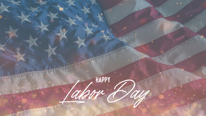 Naklejka premium Happy Labor Day United States flag background with sparkling light