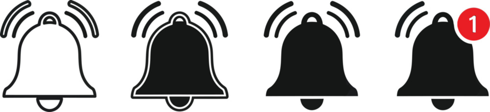 Notification bell icons with different states